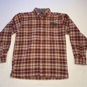 Harley Davidson Red Plaid Heavy Flannel Button Up Shirt Shacket Men’s Medium